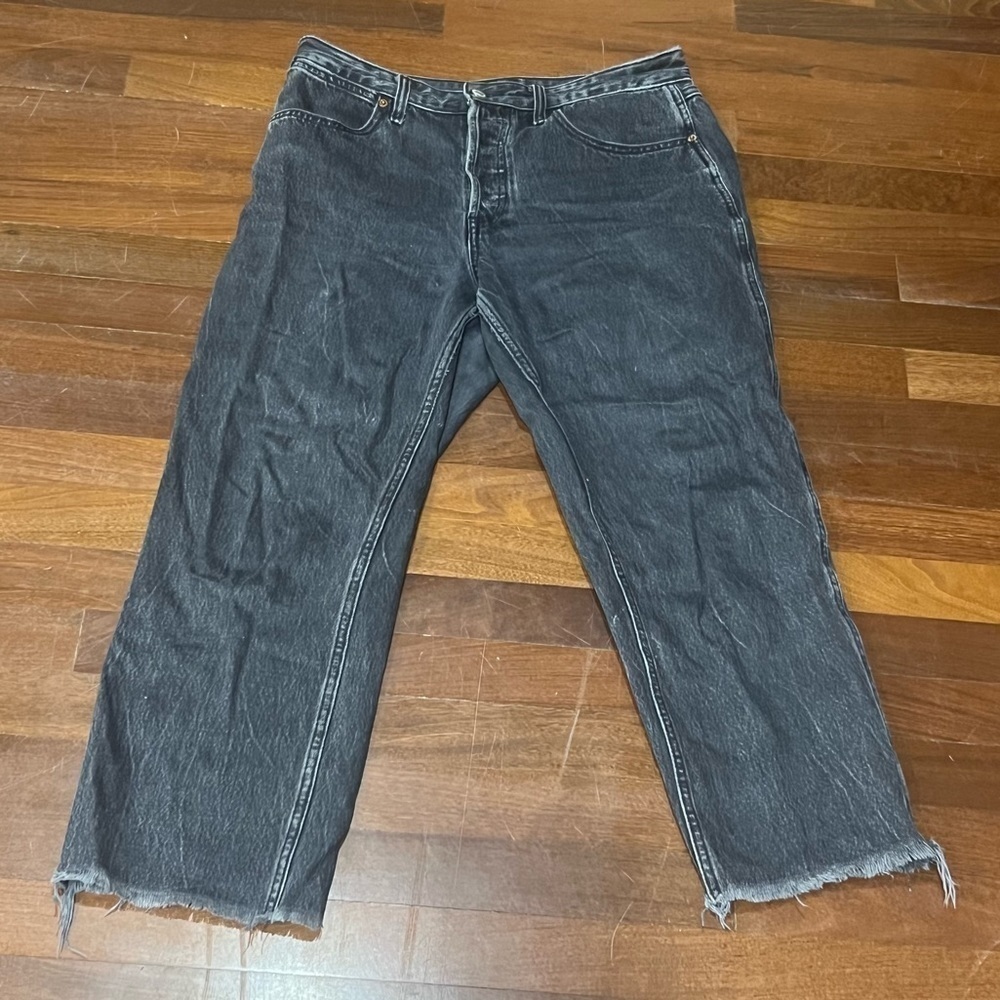 Abercrombie & Fitch Black Annie High Rise Straight Raw Hem Jeans Size 29 Women’s